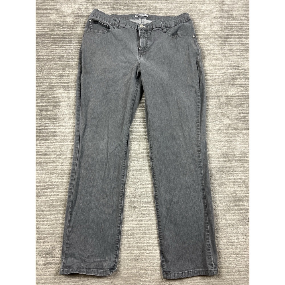 Lee Jeans Womens 16W Gray Classic Fit At the Waist‎ Bling Floral Embroidered